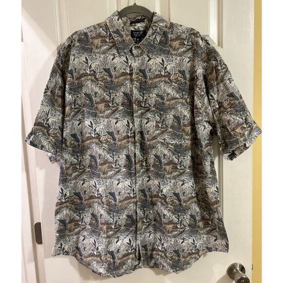 Men’s Vintage DUCKS UNLIMITED AOP Short Sleeve Button Up Shirt XL *B1 - Picture 1 of 5